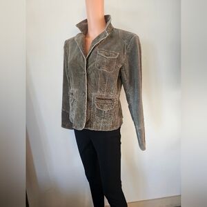 Olive Green Blazer Stretchy Corduroy Blazer